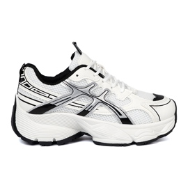 Shelvt Weiß und weiß bequeme Turnschuhe mit einem Netz 2