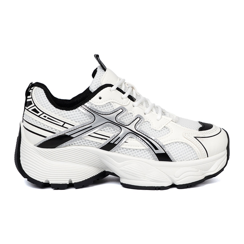 Shelvt Weiß und weiß bequeme Turnschuhe mit einem Netz 2