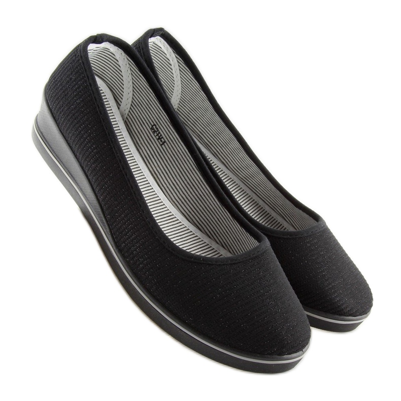 Schwarze c21v schwarze Ballerinas mit Keilabsatz 1