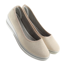 Gold c21v Goldene Ballerinas mit Keilabsatz braun gelb 1