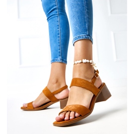 Braune Sandalen auf dem Yakota -Pfosten 1