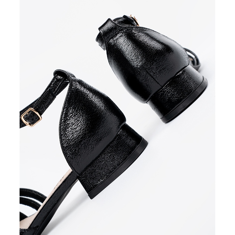 Goodin Elegante schwarze Sandalen mit niedrigem Kopf 1