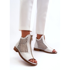 Zazoo 977/L Leder-Sandalen mit Reißverschluss, weiß 1