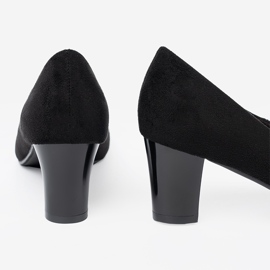 Goodin Schwarze Frauenpumpen mit einer dekorativen Blume 1