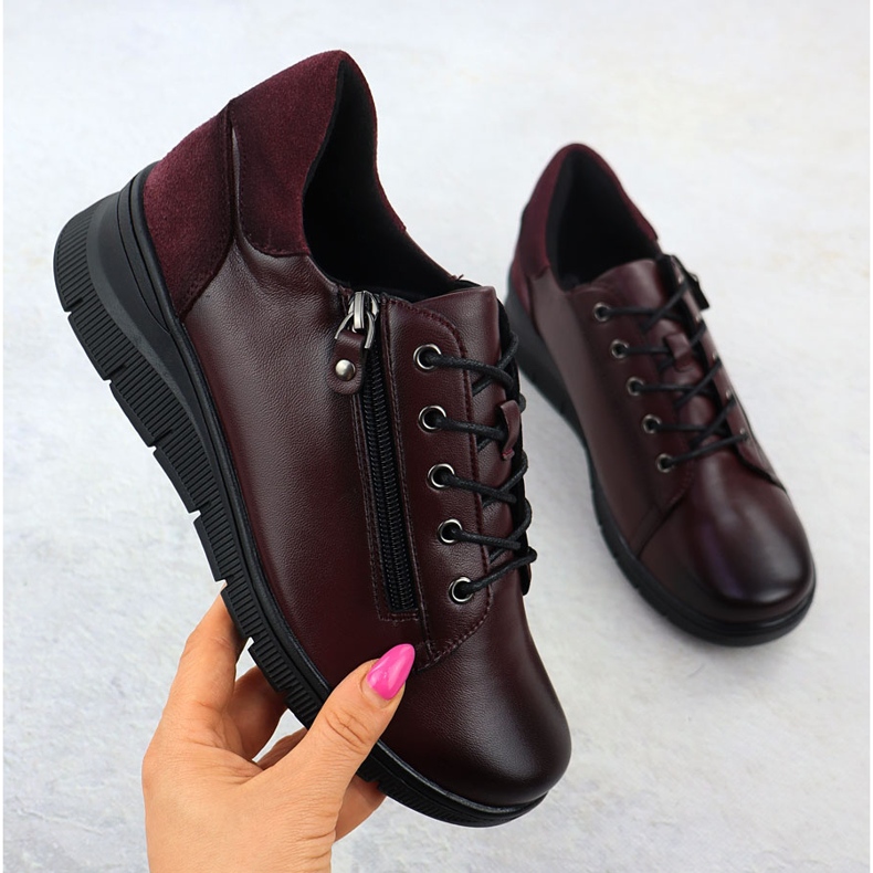 Damen -Lederschuhe für Vinceza 39964 Burgund rot 1