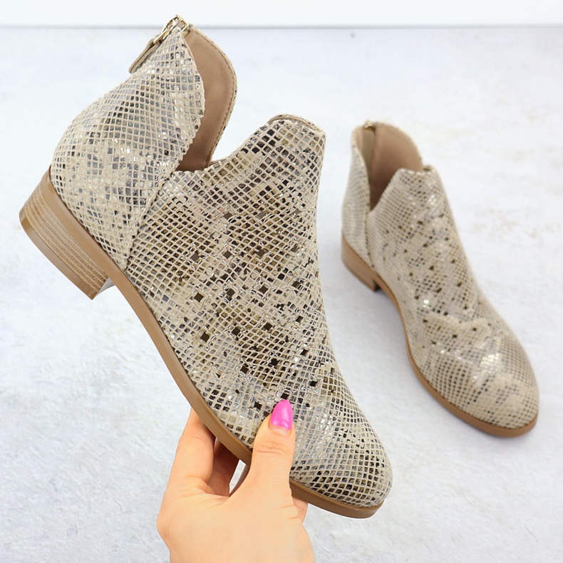 Openwork -Stiefel für Frauen, Beige Vinceza 58608 1