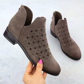 Openwork -Stiefel für Frauen, Beige, Beige Vinceza 58608 1