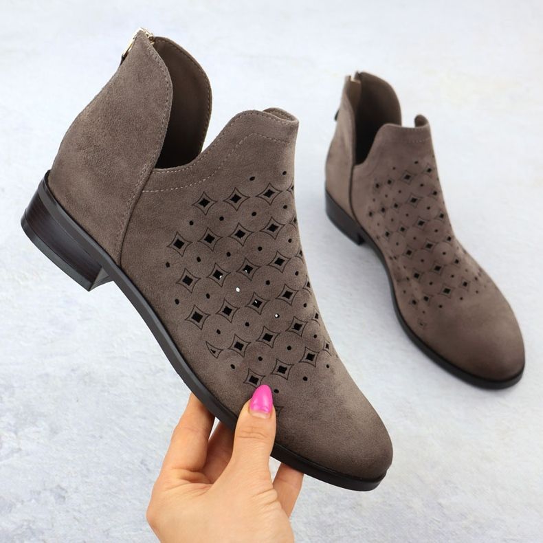 Openwork -Stiefel für Frauen, Beige, Beige Vinceza 58608 1