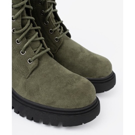 Shelvt Dunkelgrüne Arbeiter mit einer dicken Sohle und Schnürung 1