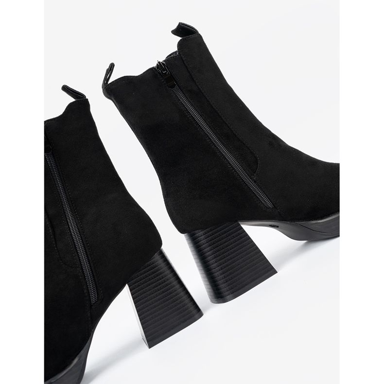 Shelvt Elegante Stiefel auf dem Pfosten mit flexiblen Einsätzen schwarz 2