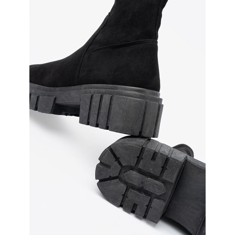 Schwarze Wildleder-Stiefeletten für Damen von Shelovet 1