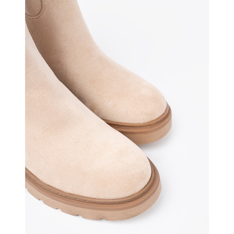 Shelvt Moderne leichte beige Stiefel mit einem einfachen Schnitt 1