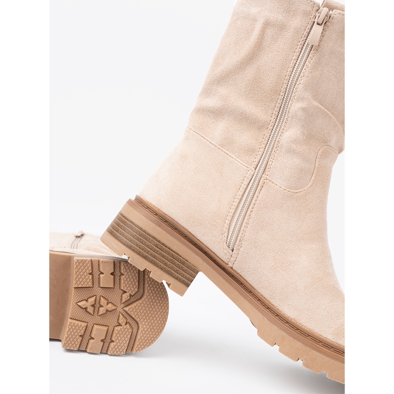 Shelvt Moderne leichte beige Stiefel mit einem einfachen Schnitt 2