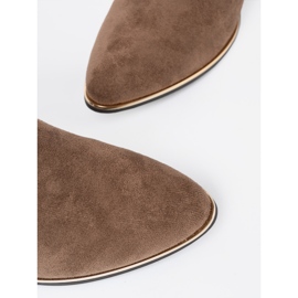 Shelvt Dunkle beige Wildlederstiefel auf dem Pfosten 2