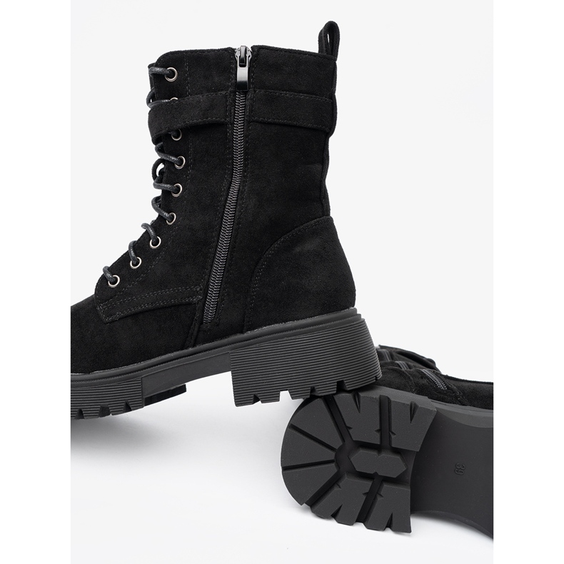 Shelvt Schwarze Arbeiter mit Schnalle und Schnürung 1