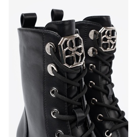 Shelvt Schwarz geschnürte Taschen mit einer Metalldekoration 1