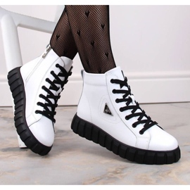 Lederstiefeletten auf der Filippo W PAW382B-Plattform, weiß 2