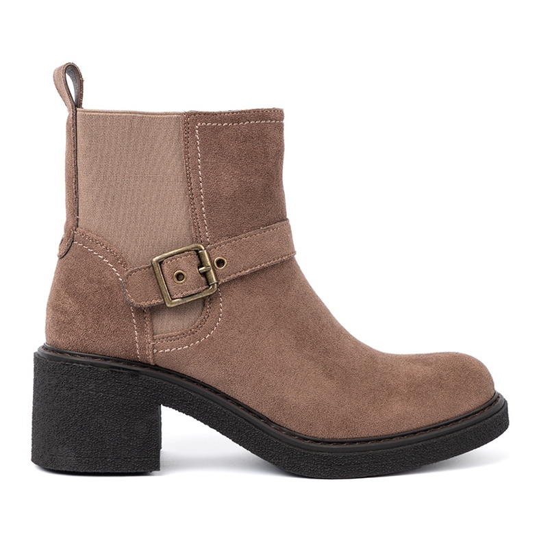 Shelvt Stilvolle beige Stiefel auf einer stabilen Ferse 2