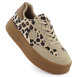Frauen -Wildlederschuhe mit Leopardendruck auf der Plattform Big Star SS274763 1