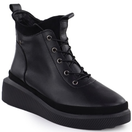 Frauen Lederstiefel auf der Plattform isolierte schwarze Filippo DBT4799 1