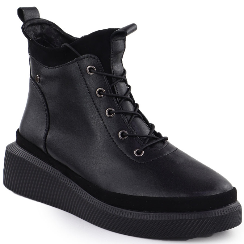 Frauen Lederstiefel auf der Plattform isolierte schwarze Filippo DBT4799 1