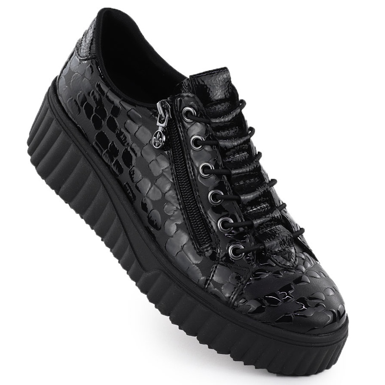 Frauen lackierte Schuhe KROK Black Rieker N2555-00 1