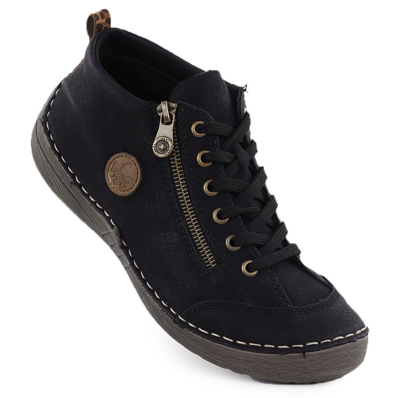 Frauen komfortable schwarze Stiefel schwarze Rieker 52514-00 1