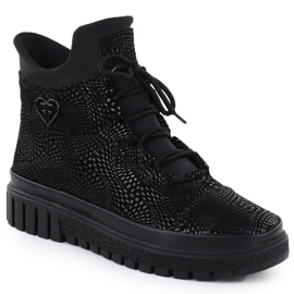 Frauen Lederstiefel schimmern schwarzes Filippo DBT7302 1