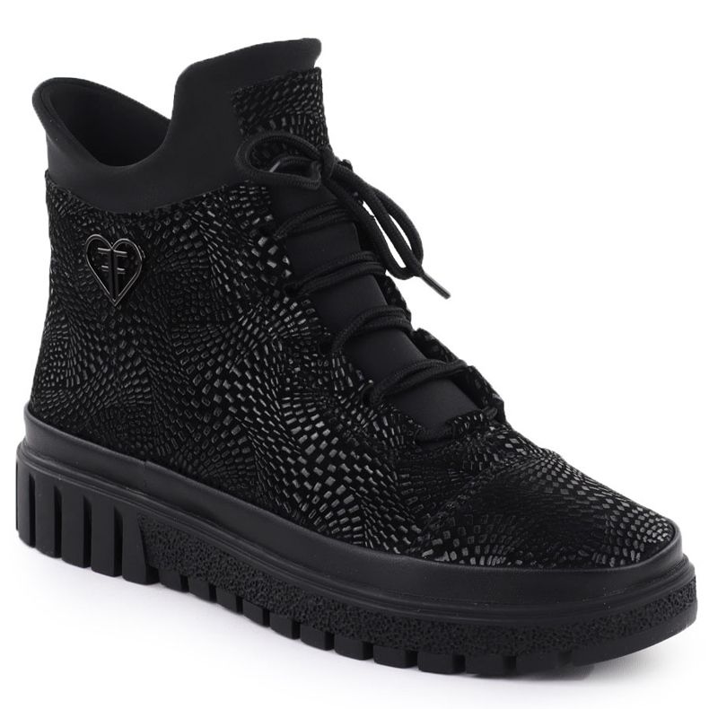 Frauen Lederstiefel schimmern schwarzes Filippo DBT7302 1