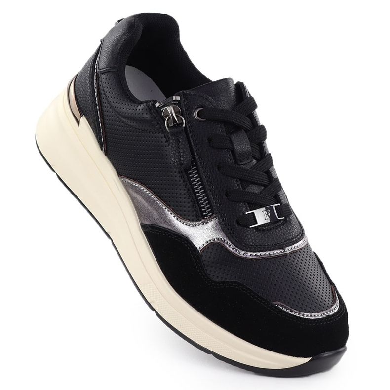 Leder Metallic Damenschuhe Schwarz Filippo DP7105/25 1