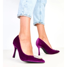 Lila Pumpen auf einer High Heel mit Eleda -Zirkonen 2