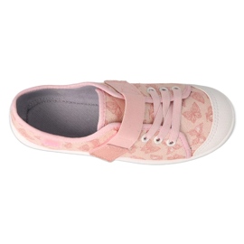 Befado Kinderhausschuhe mit Klettverschluss 351Y033, rosa mit Schmetterlingen 2