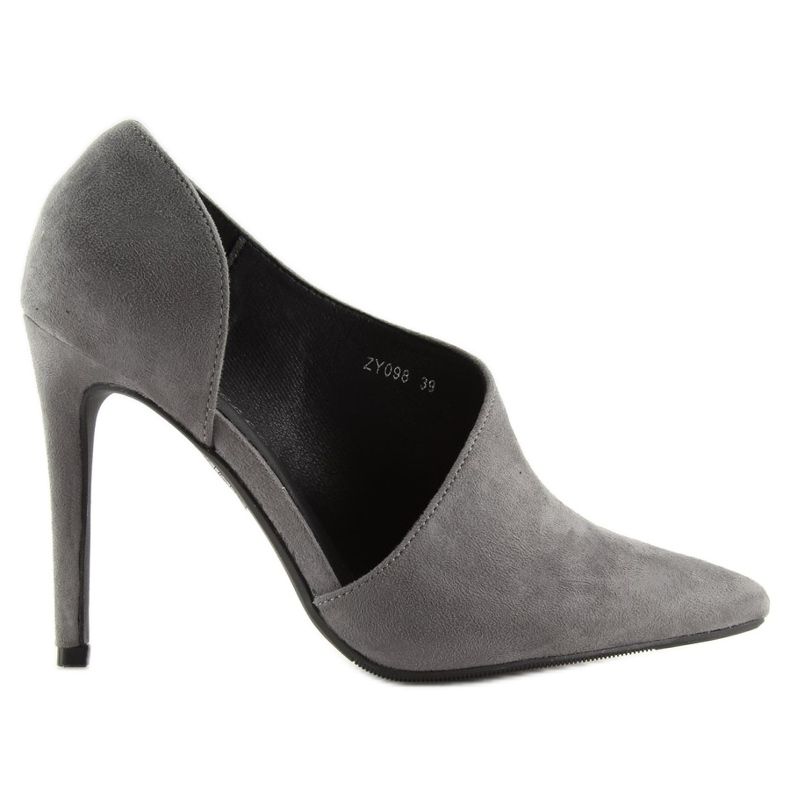 Asymmetrische graue Pumps auf einem grauen ZY098 Grauer Absatz 1