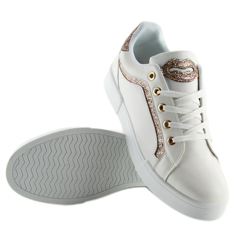 Weiße und rosa Damenturnschuhe BM1972 WHITE / CHAMPAGNE 1