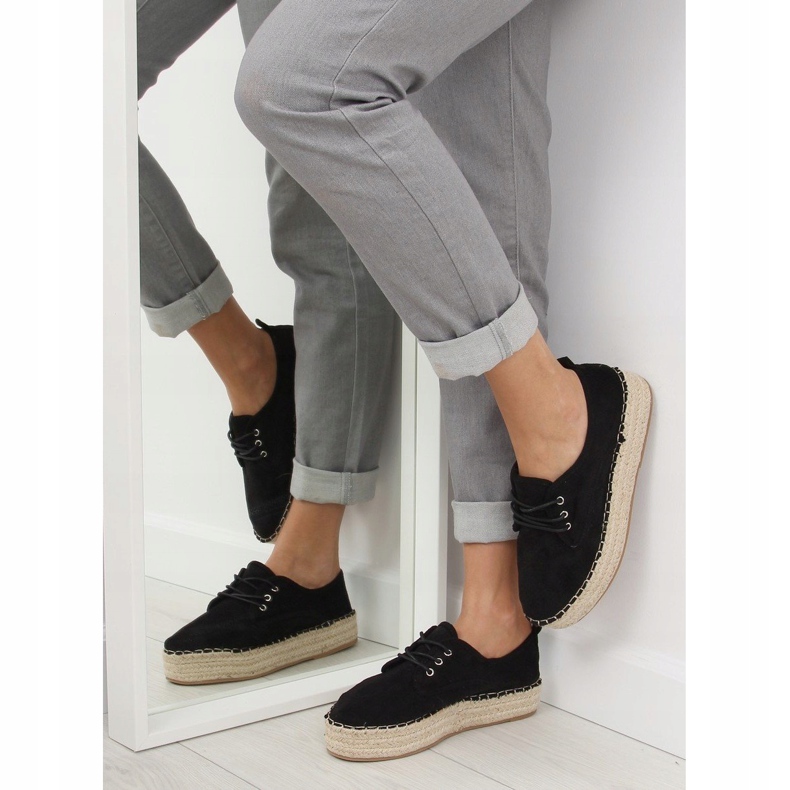 Schwarze Damen-Espadrilles LL-118 Schwarz 1