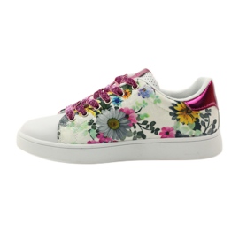 American Club Geblümte amerikanische Sneakers mit Ledereinsatz rosa mehrfarbig gelb blau weiß 2