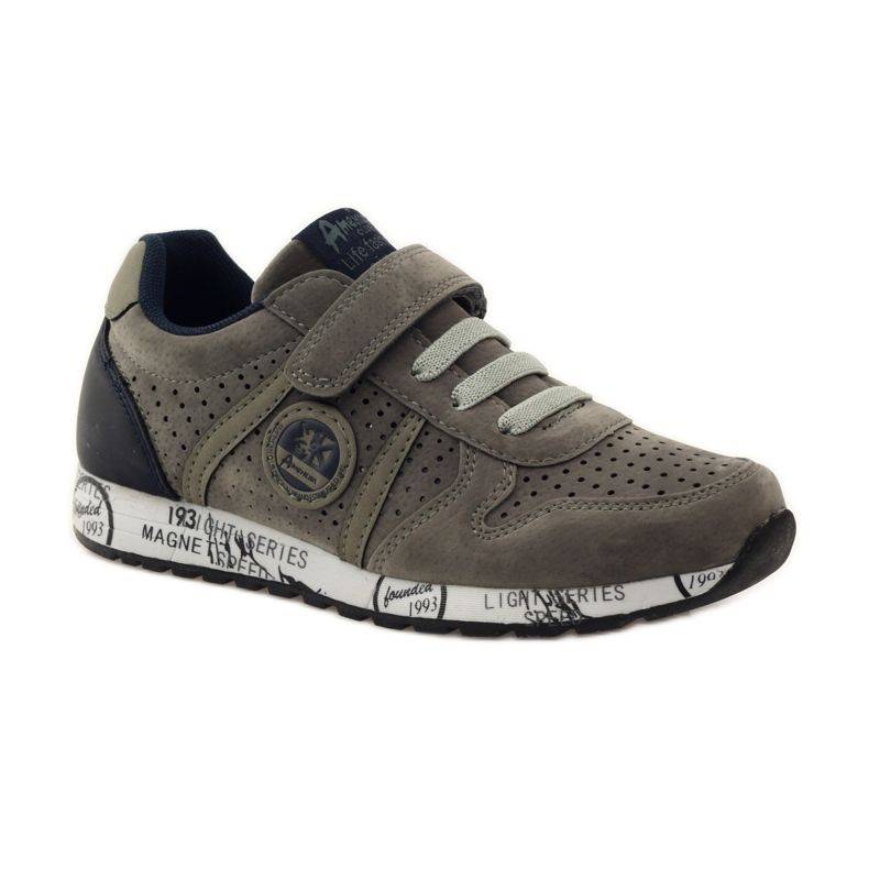 American Club Gelochtes Fußbett aus amerikanischem Sportleder navy blau grau 1