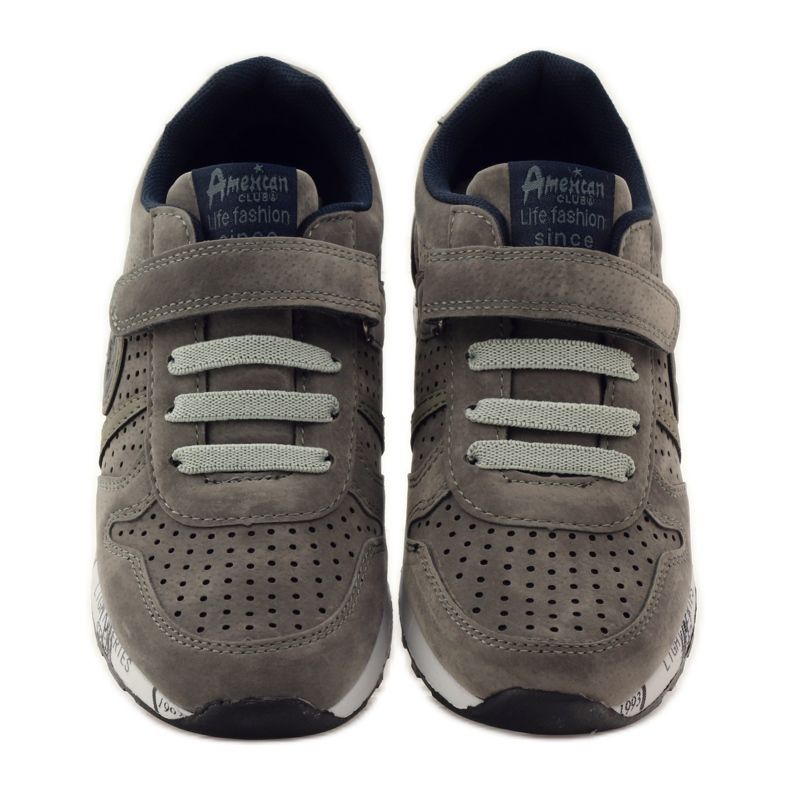 American Club Gelochtes Fußbett aus amerikanischem Sportleder navy blau grau 4