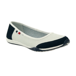 Damenballerinas aus Leder Filippo weiß marineblau 1