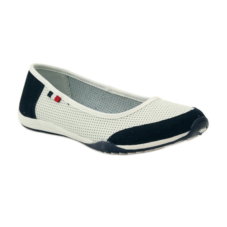 Damenballerinas aus Leder Filippo weiß marineblau 1