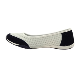 Damenballerinas aus Leder Filippo weiß marineblau 2