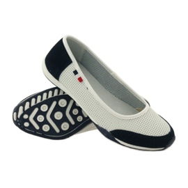 Damenballerinas aus Leder Filippo weiß marineblau 3