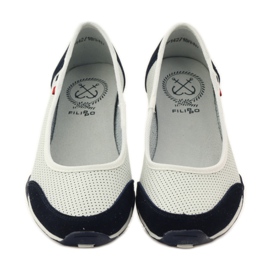 Damenballerinas aus Leder Filippo weiß marineblau 4