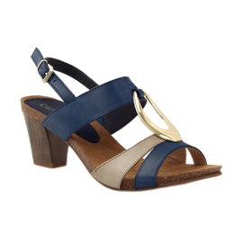 Caprice Damen Ledersandalen 28307 braun gelb marineblau 1