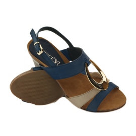 Caprice Damen Ledersandalen 28307 braun gelb marineblau 3