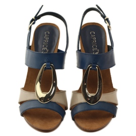 Caprice Damen Ledersandalen 28307 braun gelb marineblau 4