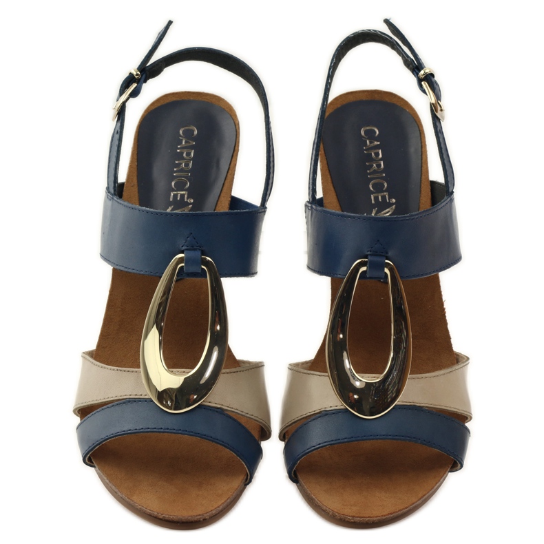 Caprice Damen Ledersandalen 28307 braun gelb marineblau 4