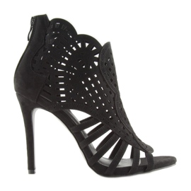 Schwarze offene Stiefel offene Spitze M286 Schwarz 1