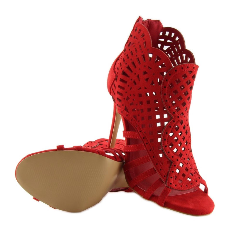 Offene rote offene Zehenstiefel M286 Rot 2