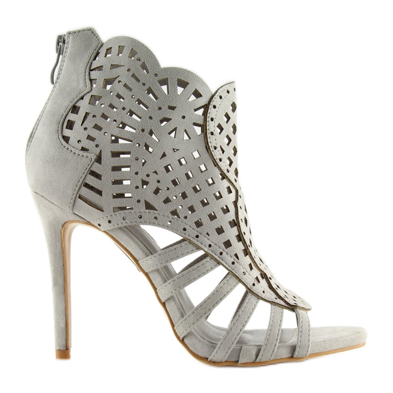 Graue offene Stiefel offene Spitze M286 grau 1